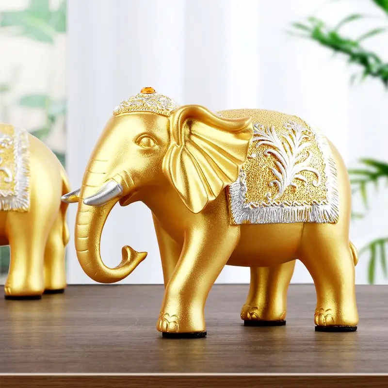 

Роскошная элитная статуя слона удачи, пара креативных украшений для дома, гостиной, офиса, настольного винного шкафа
