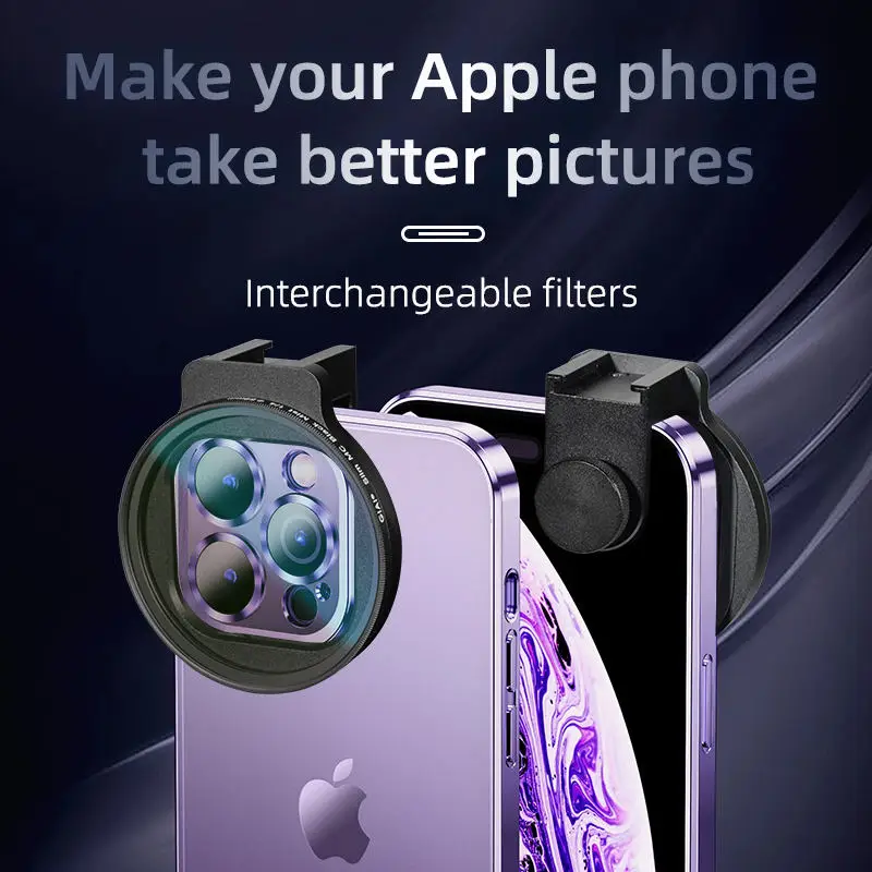 مشبك معدني عام لعدسة مستقطب للهاتف المحمول ، مرشح CPL ، كاميرا دائرية ، ذهب ، ضباب ، 58 ، ND ، أسود ، ضباب