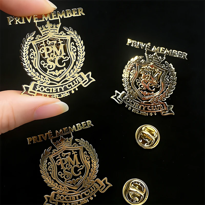 

Wholesale Stainless Steel Custom Your Logo Brooch Pins for Business Company Family Wedding Lapel Badge Pins Personalized Gift