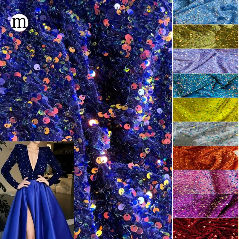 

Sequin Fabric Evening Prom Dress Velvet Reflective DIY accessorie Clothes Fabrics Party Special Events
