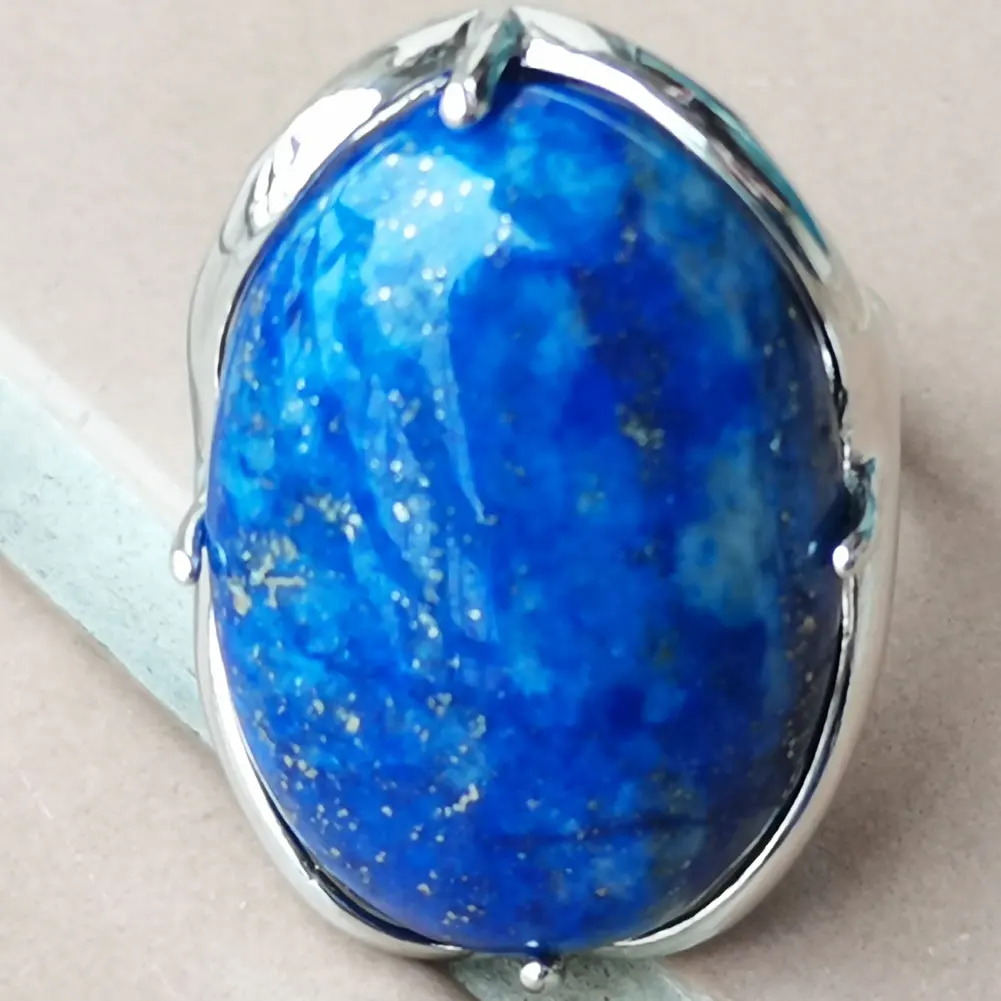 Goldstone Unike Blue sand Crystal Howlite Tiger Eye Carnelain Labradorite Lapis Lazuli Malachite Oval Bead Ring  PWB1018