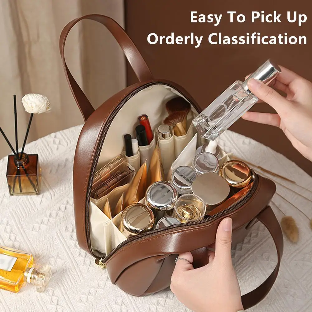 Fashion PU Leather Shell Cosmetic Bag for Women Portable Makeup Storage Organizer Travel Beauty Pouch for Lipstick Perfume