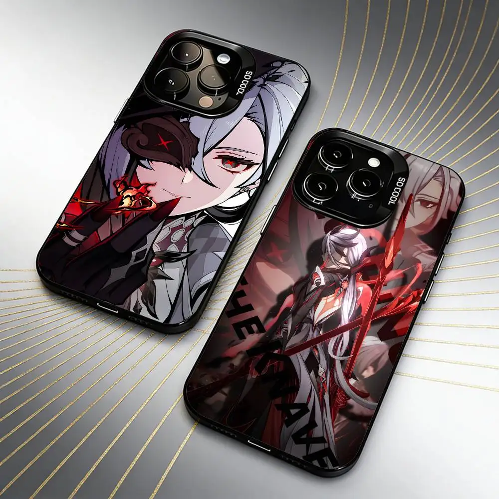 

G-GenshinS The Knave A-Arlecchino-oES Phone Case For iPhone 16 17 15 14 12 13 Pro Max Black Candy Matte Shockproof Cover