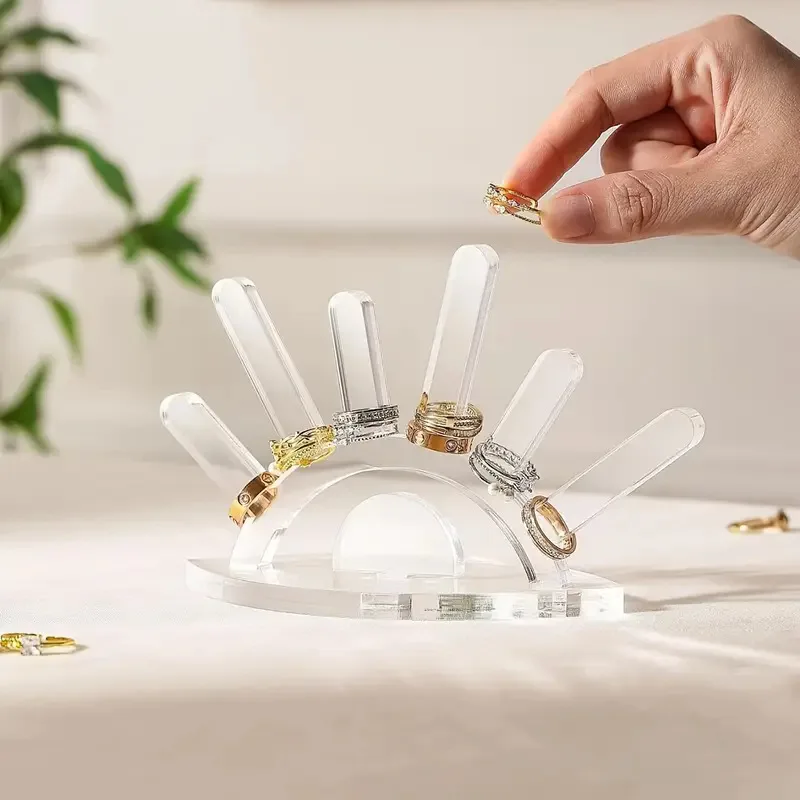 

Minimalist Ring Stand Cute Rings Storage Holder Transparent Acrylic Showcase Shelves Packaging Organizer Showcase Supplies