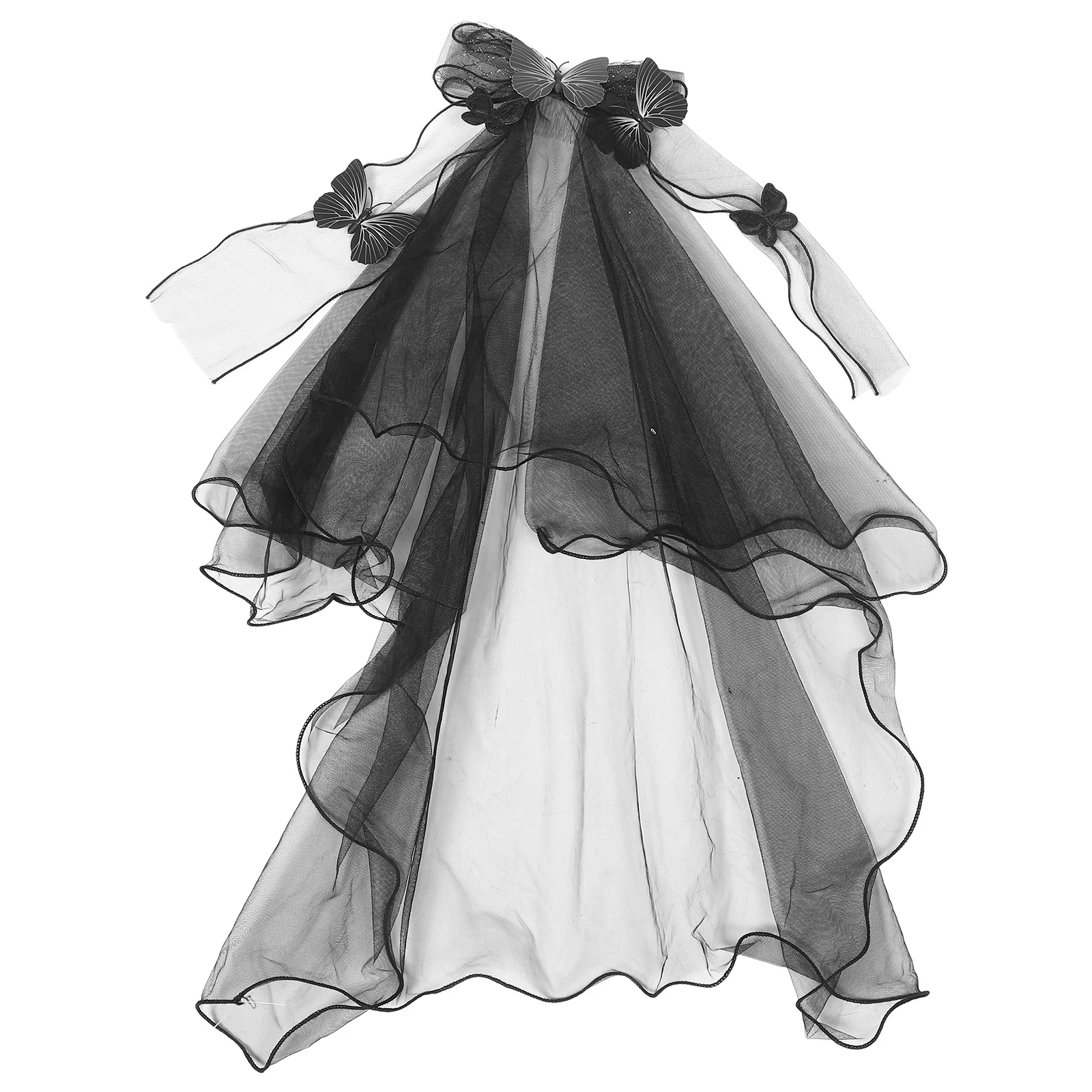 

Повязка на голову с бантом-бабочкой, черный готический аксессуар для волос для Хэллоуина, вечеринки, косплея, фестиваля, женский головной убор с вуалью темной феи ведьмы