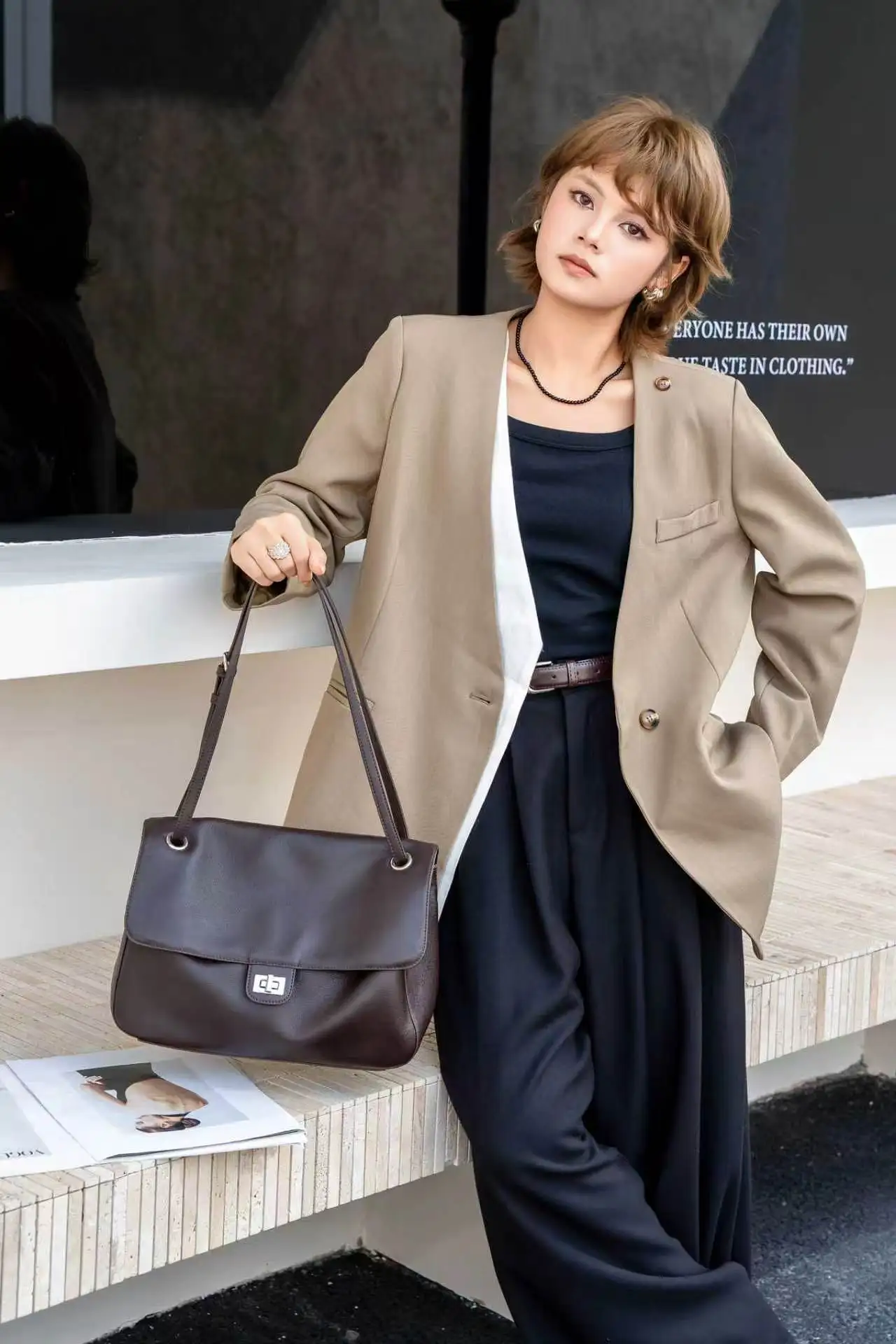 Luxury Women's Genuine Leather Handbag Simple Design Large Capacity Soft Wear-Resistant Trendy Travel Bag High-End Texture