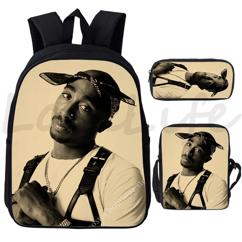 Tas punggung Tupac Legenda Desain mode tas sekolah anak laki-laki tas buku Pria tas buku remaja tas Travel Mochilas 3 buah/Set ransel