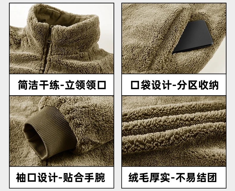 New Autumn Winter Men Washed Cotton Reversible Flight Jacket Lamb Fleece Fleece Lined Thick Warm Outerwear For Middle Aged Male