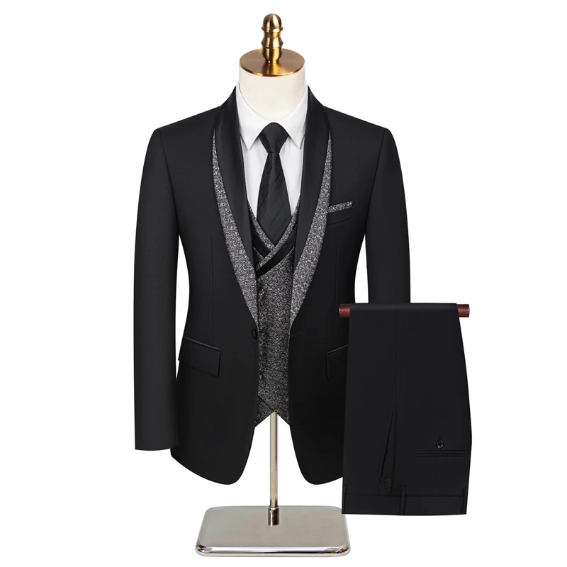 

2025 new arrival spring casual suits men,men's wedding dress,jackets+pants+vest,8910