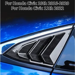 Car Exterior Carbon Fibre Rear Window Triangle Pillar Trims Conlum Molding Cover for Honda Civic 10th 2016-2020 Body Accessories