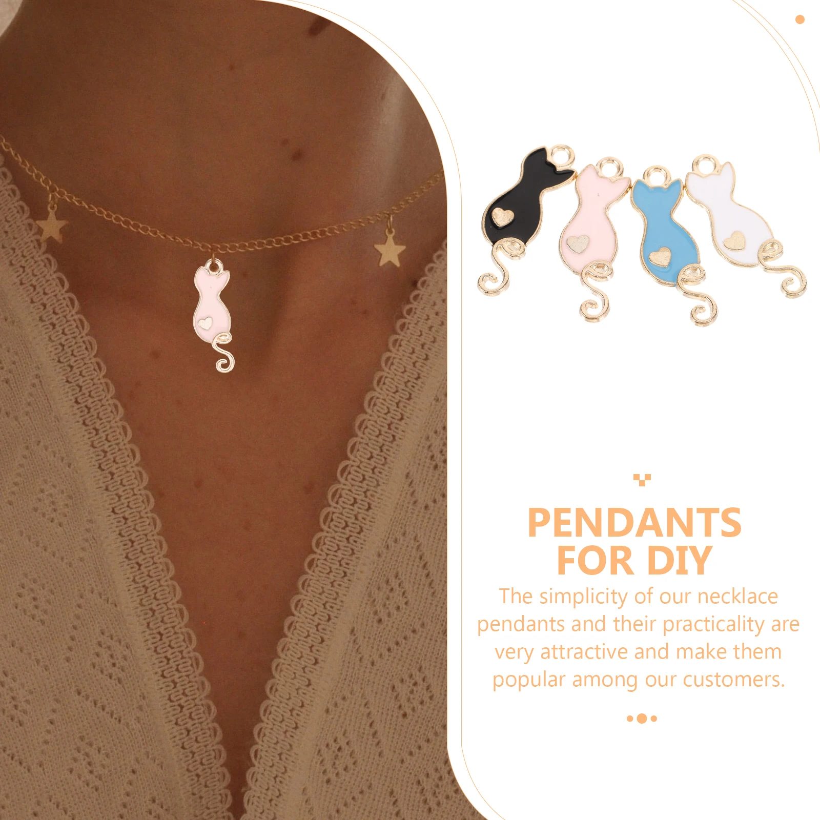 

40 Pcs Enamel Cat Charms Necklace Pendants Bracelet naments DIY Accessories White Pink Black Blue Lightweight Craft Decorations
