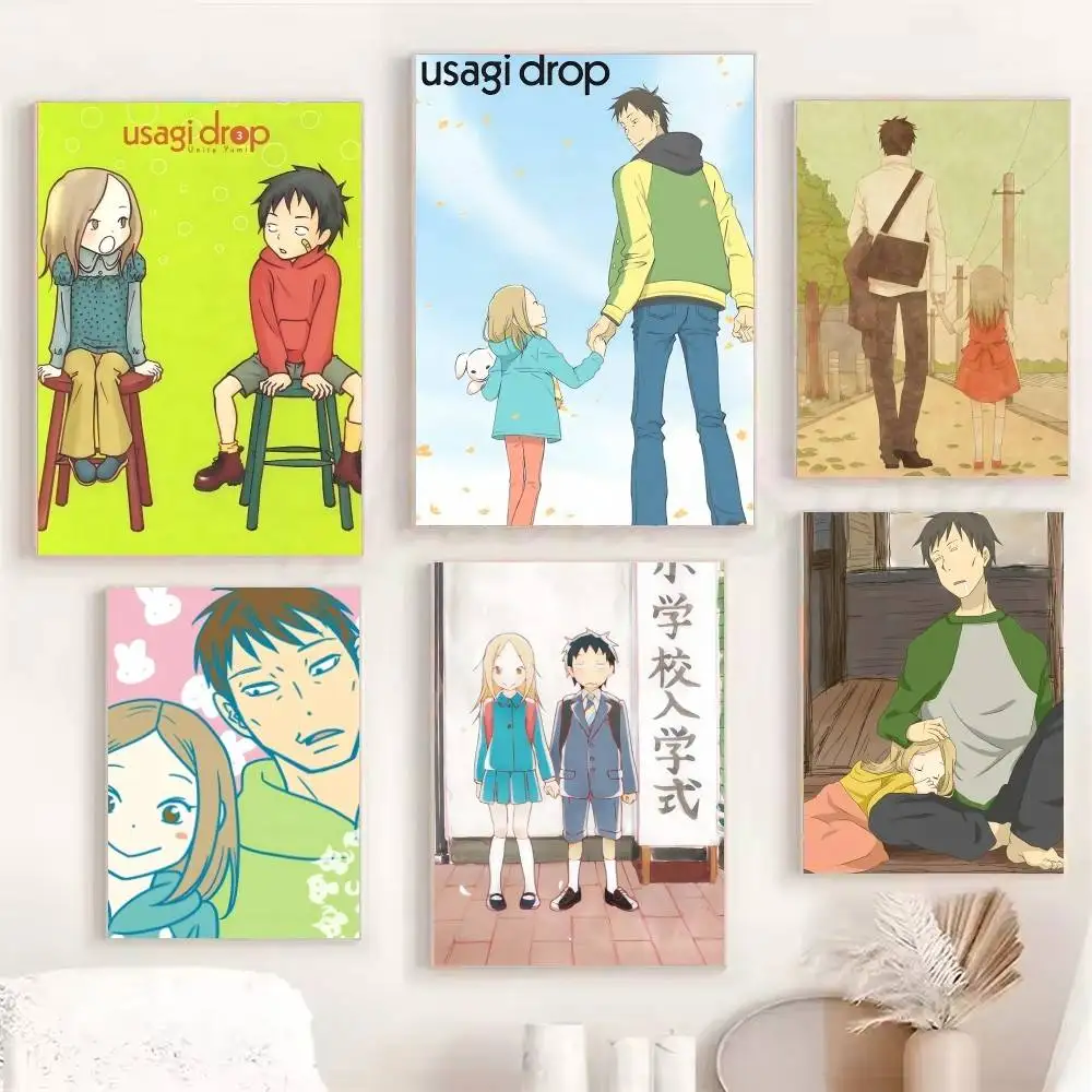 Japanese Manga Cute Girl B-Bunny Drop Anime Posters Fancy Wall Sticker for Living Room Bar Decoration Wall Decor