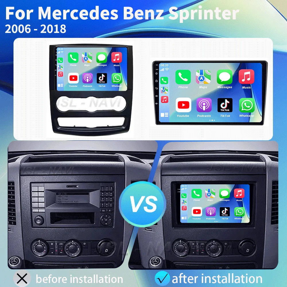 10' Android 16 Car Radio Multimedia Video For Mercedes Benz Sprinter Player GPS Stereo CarPlay+auto WIFI+4G DSP