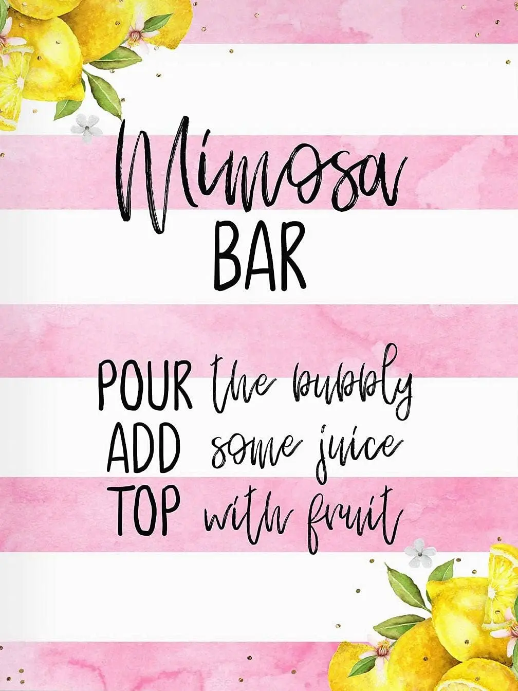 Eeypy Bridal Shower Mimosa Bar Sign Wedding Lemons Pink Watercolor Decor Metal Tin Wal