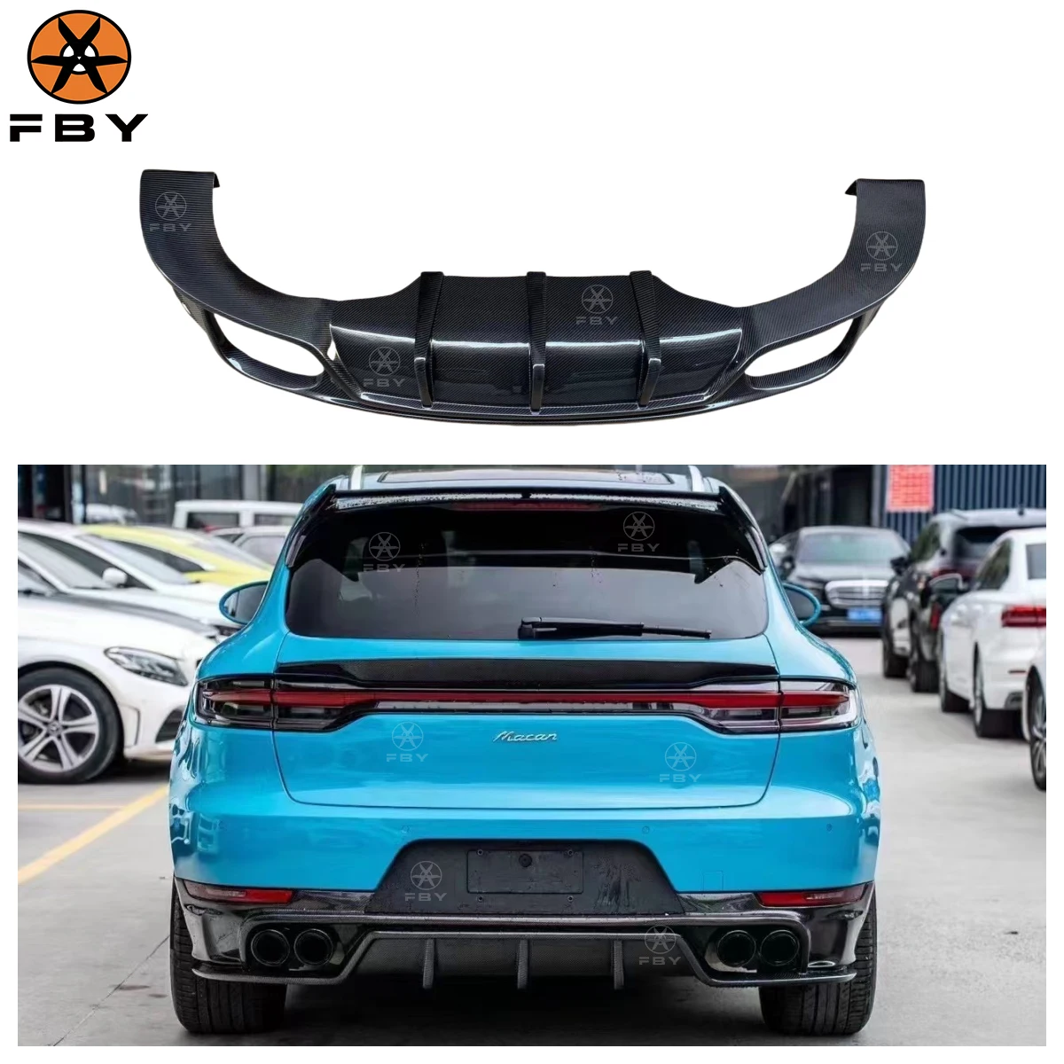 

Hot Carbon Fiber Rear Bumper Diffuser Splitter for Prosche Macan 95B 2014-2021 Carbon Rear Diffuser