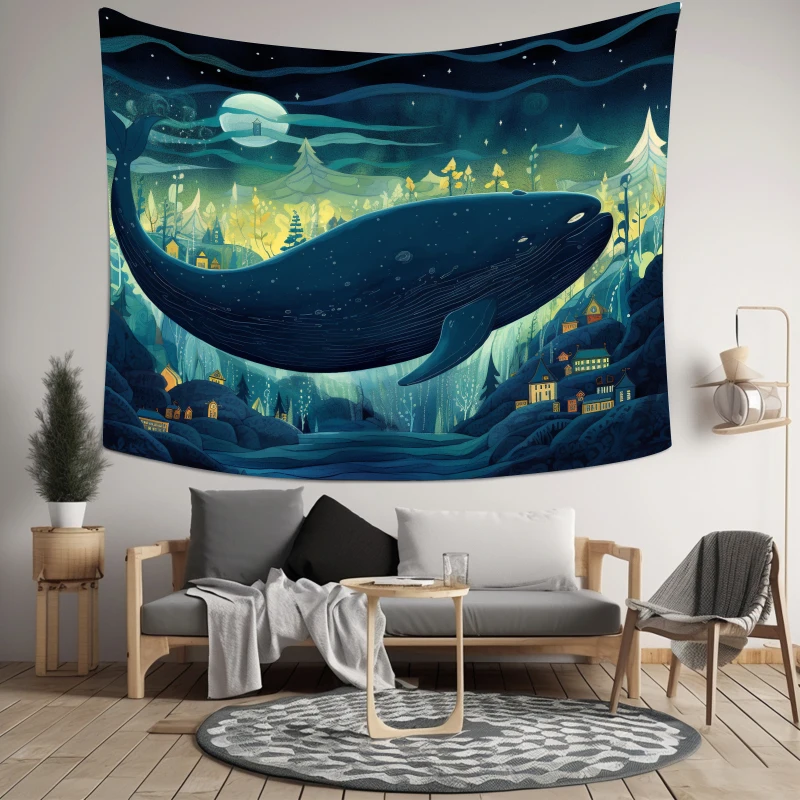 1PC New Various Size Stunning Multicolor Sunset Ocean Moonlit Tapestry -Stunning Boho Wall Decor 100% Polyester Art Hanging Wall