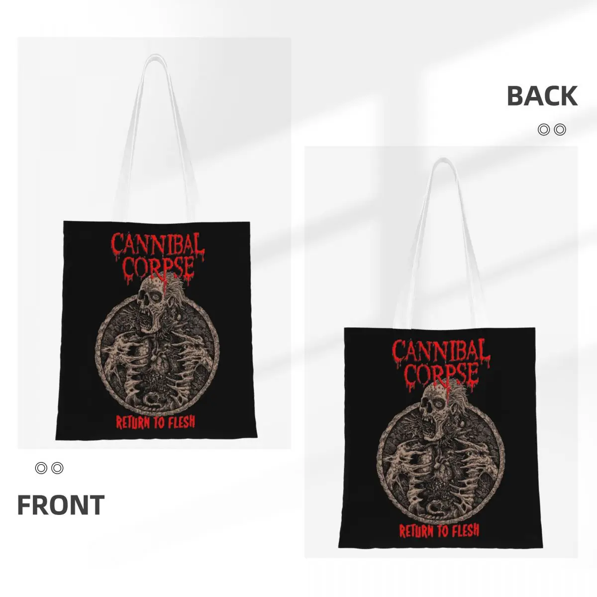 Cannibal Corpse Return To Flesh Canvas Tote Bag Y2K Large Capacity Death Metal Band Trend Bags for Women Men