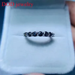 DOD Black Moissanite 3mm 7pcs Stone Band Ring Silver 925 Luxurious Wedding Band Rings for Women Jewelry Wholesale
