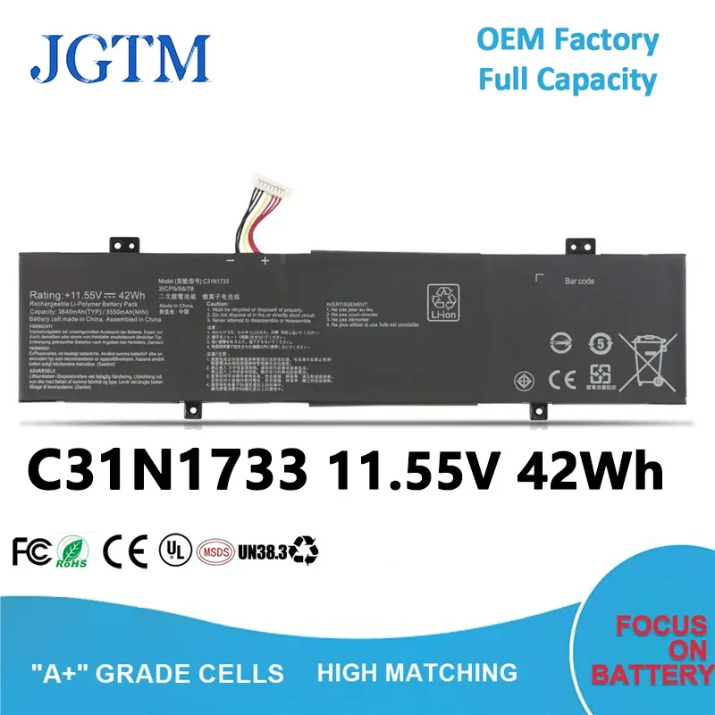 JGTM C31N1733 11.55V 42Wh Laptop battery For ASUS VivoBook Flip 14 TP412U TP412UA TP412FA TP412UA-IH31T TP412UA-EC059T