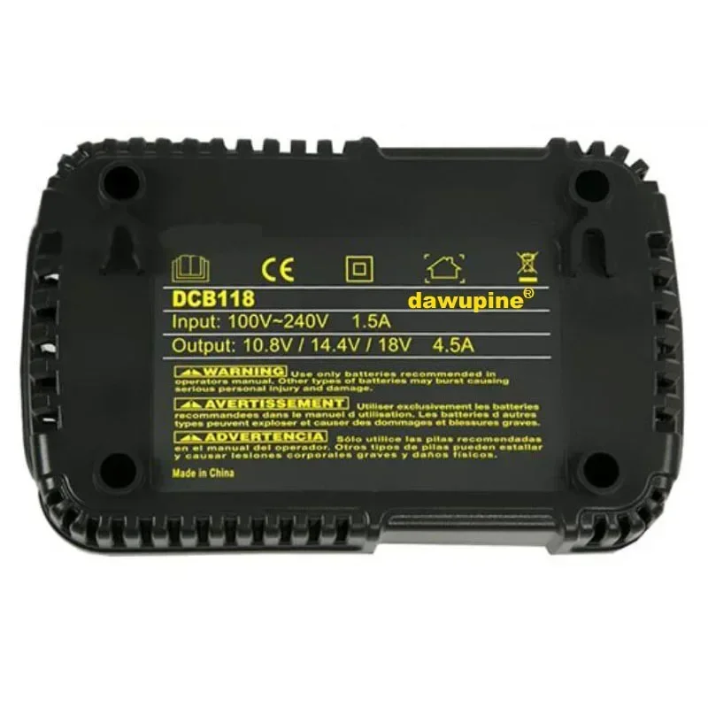 Cargador de batería de iones de litio dawupine DCB118 que carga 4.5A para DeWalt 10.8V 12V 14.4V 18V máx. 60V DCB101 DCB200 DCB140 DCB105 DCB200