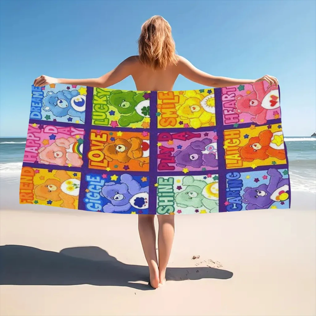 Care Bears Beach Towel  Poncho Bathing Towels Cover-ups Quick Dry Sand Free Yoga Spa Gym Pool