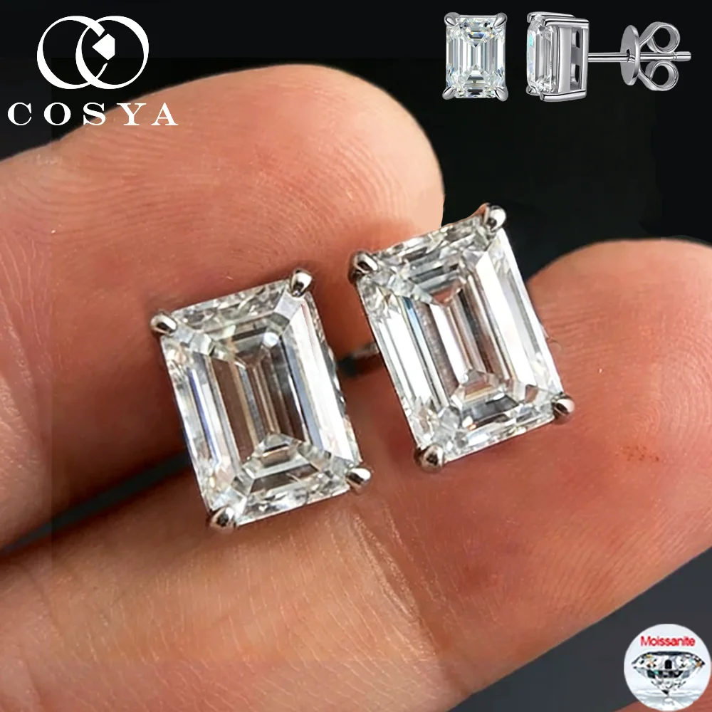 

Серьги-гвоздики COSYA с муассанитом изумрудной огранки 0,5-2 карата, 100% серебро S925, цвет D, лабораторные бриллианты, для женщин и мужчин, изысканные ювелирные изделия, подарок