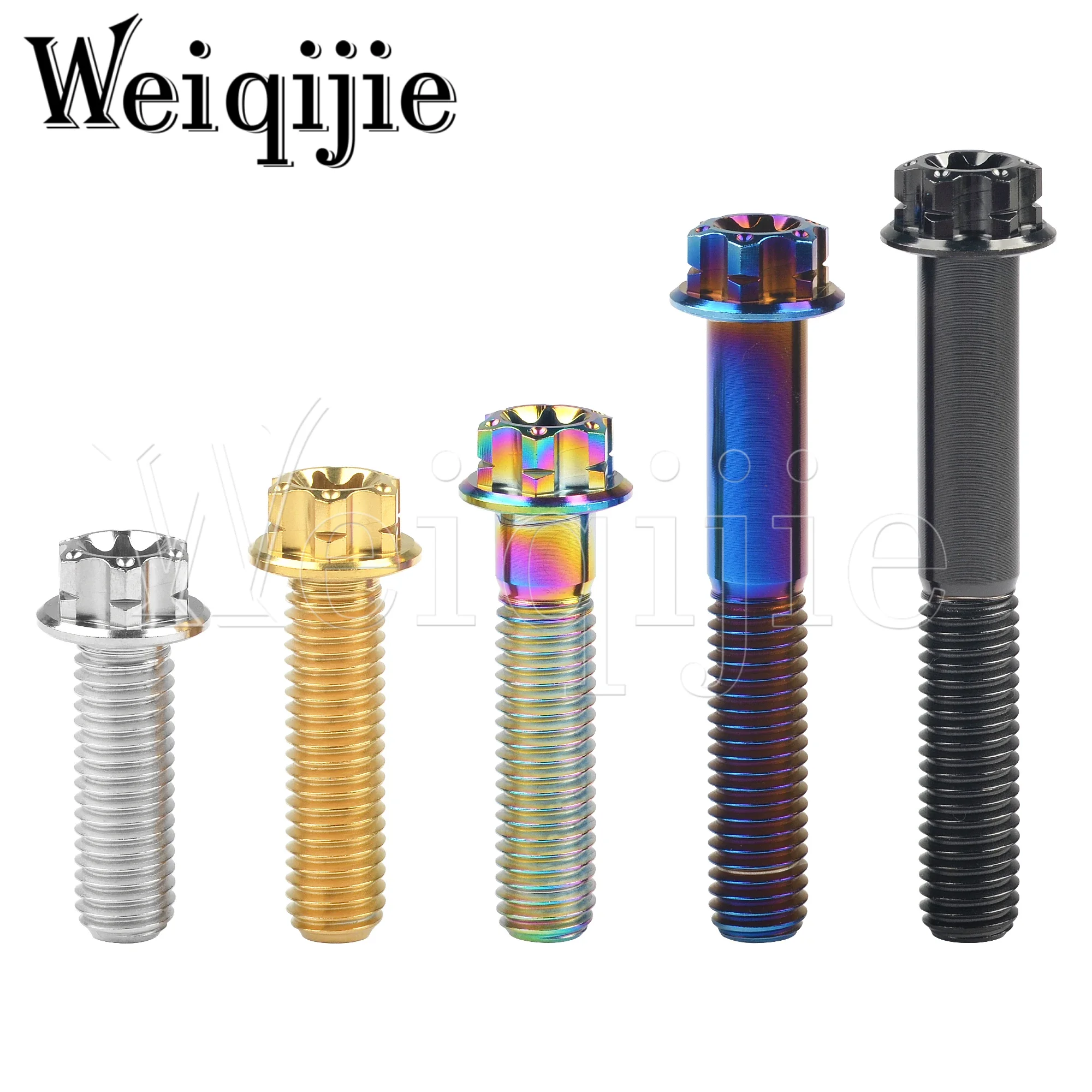 Weiqijie Titanium Parafuso, Flange Parafuso, Acessórios da motocicleta, Torx Head, M6, M8X10, 15, 20, 25, 30, 35, 40, 45, 50, 55mm