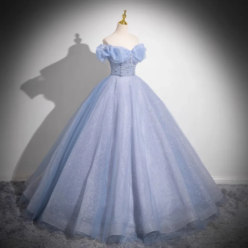 Customized Off Shoulder Ball Gown Quinceanera Dresses Sequins Prom Evening Birthday Party Gowns Formal Occasion robes de soirée