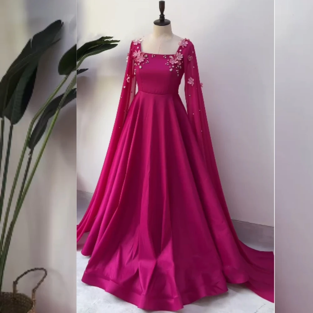 Jersey Draped Beading Applique Birthday Ball Gown·Square Neck Bespoke Occasion Gown Long Dresses