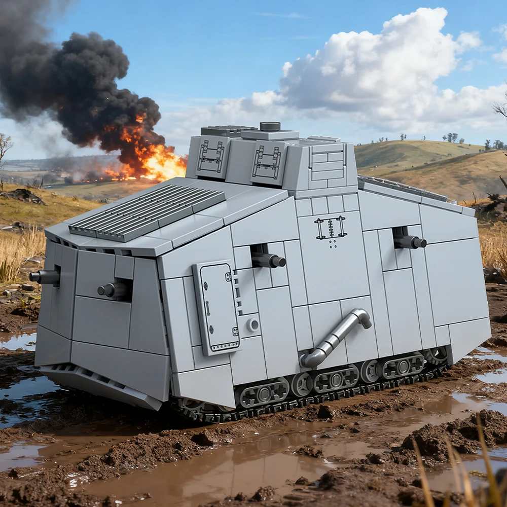 

920PCS WWI German A7V Tank Building Blocks Set – Military Army Tank Bricks Model for Adults Collectible & Gift