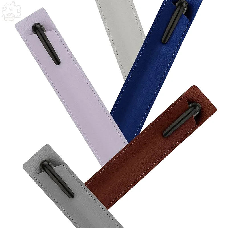 Portable PU Leather Pen Case Solid Color Scratch-resistant