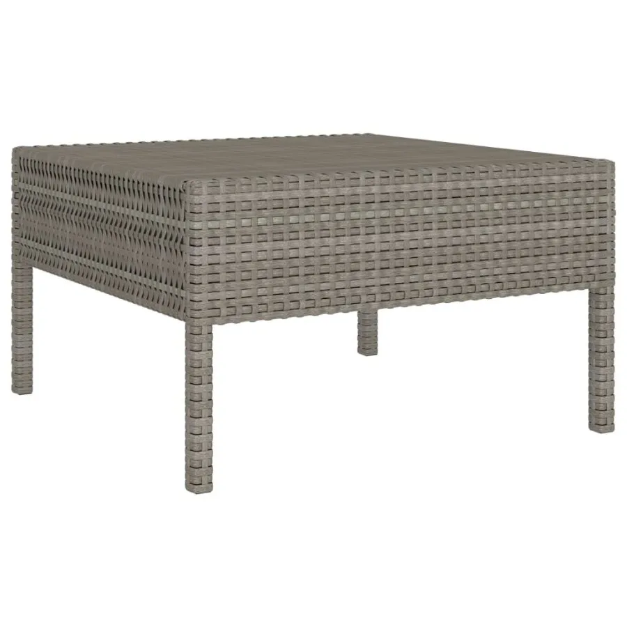Conjunto de lounge de pátio de 6 peças com almofadas Poly Rattan cinza