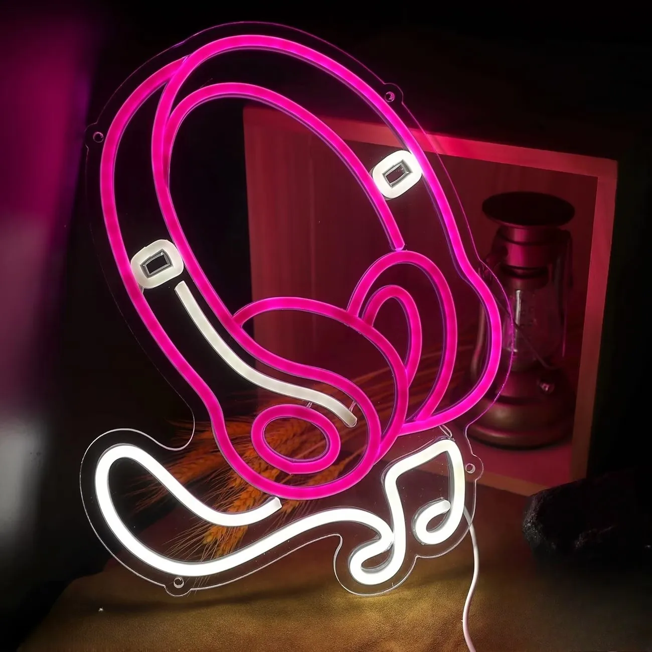 Headset Musical Note Neon Light Sign, LED Wall Hanging Neon Lamp, Art Decor For Music Room Club Bedroom Gaming Room Ornament