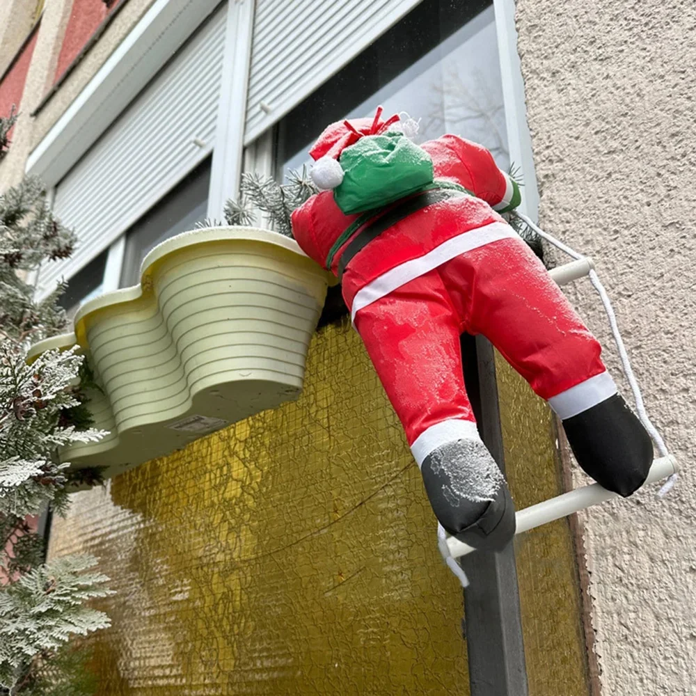 1 قطعة عيد الميلاد سانتا كلوز تسلق سلم دمية شجرة عيد الميلاد معلقة الديكور جدار نافذة عيد الميلاد المشهد ترتيب الهدايا