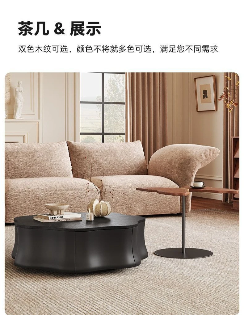 Minimalist coffee table, living room home storage black coffee table, side table