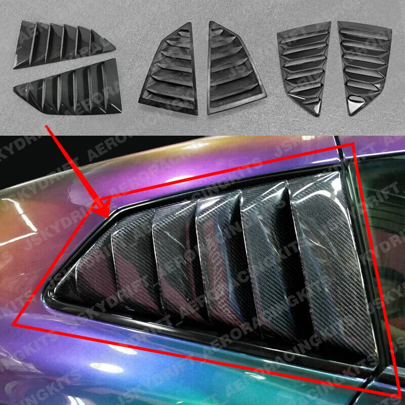 

For Nissan 08-17 R35 GTR Rear Side Window Louver Vent Cover Trim Carbon Fiber