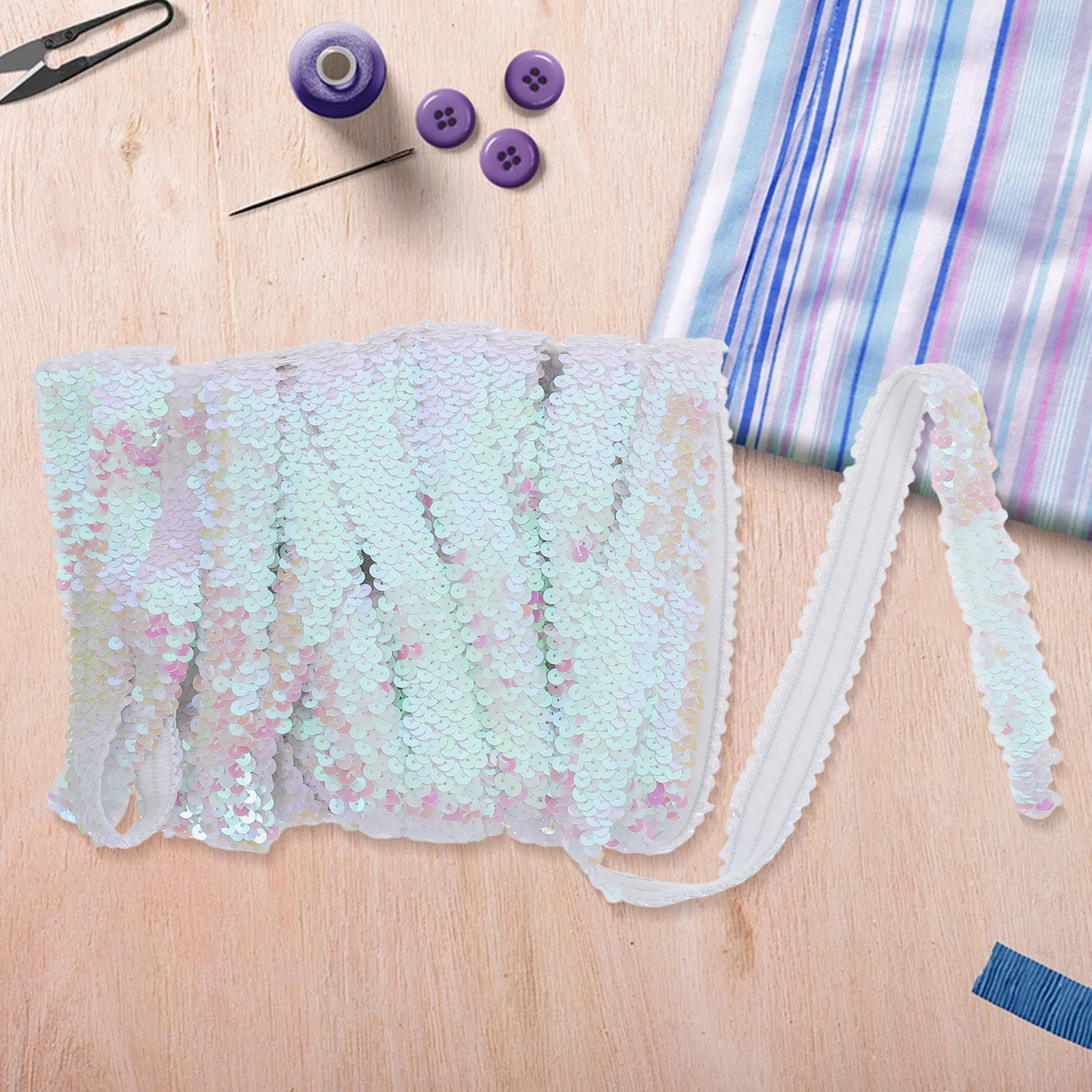 

13M Elastic Sequin Ribbon For Diy Stretchy Sparkly Trim Crafts Costumes Dance Party Accessories Handicraft Sewing Supplies