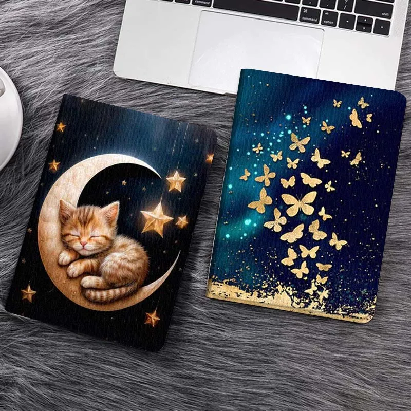 

Cat Moon Butterfly Art Gift For Huawei MediaPad T5 T10s M6 M5Lite SE Honor Tab 5 6 7 V7 V8 X8a X9a Pro Soft Tablet Case