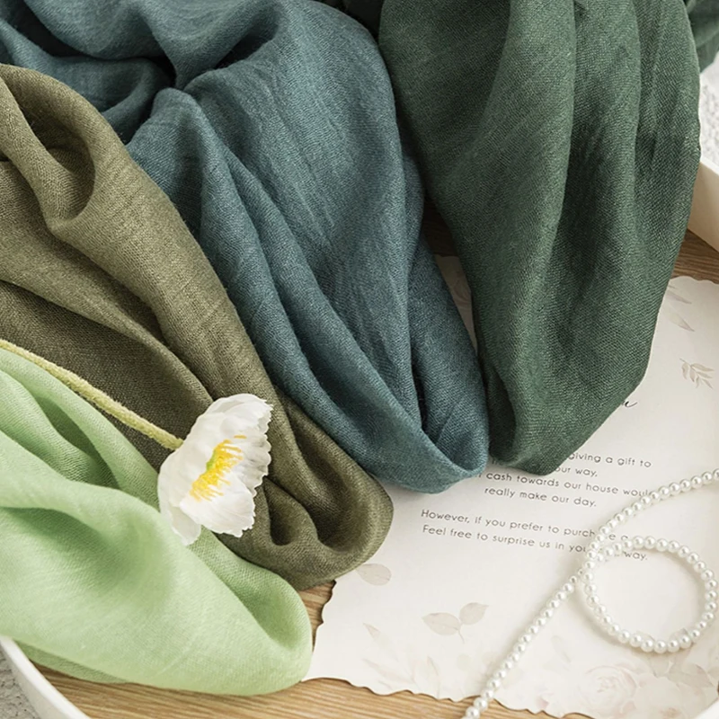 وشاح من القطن والقنب ذو إحساس متطور للربيع والصيف وشاح شاش بلون سادة للحماية من الشمس وشاح حريري طويل بسيط