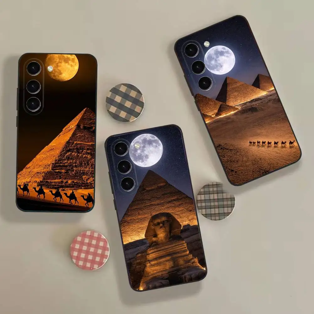 Egypt Desert Pyramid Camel Fashion Black coque Phone Case For Samsung Galaxy A12,22,32,52,53,71,73, Note9,10,20 Ultra