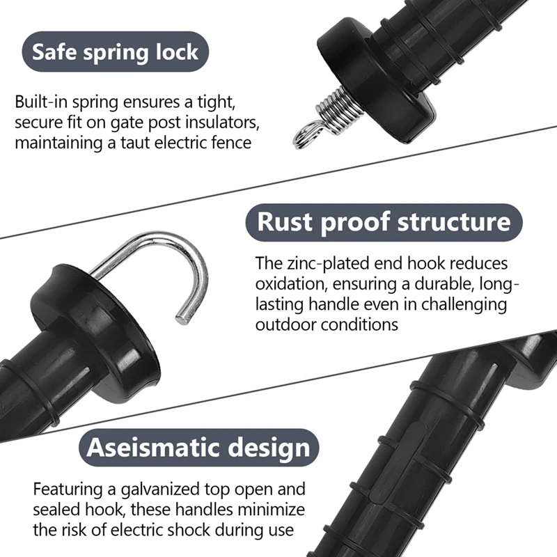 Substituição Maçaneta para Cerca Elétrica, isolados Primavera Tensão, Esgrima e Pasture Gates, 10 PCs