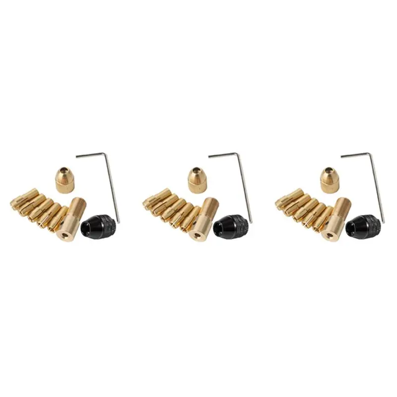 ABSS-27 Pieces 0.5-3Mm Drill Chuck Collets Set With 3.17Mm Chuck Clamp For Drill Folder Copper Cap Axis Drill Collet Tool Kit