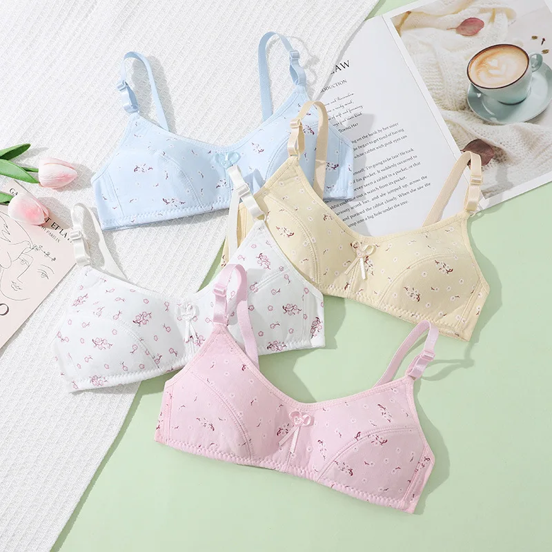 Girls' Cotton Developmental Underwear Junior High and High School Students Without Wires Thin Comfortable Bra Underwear