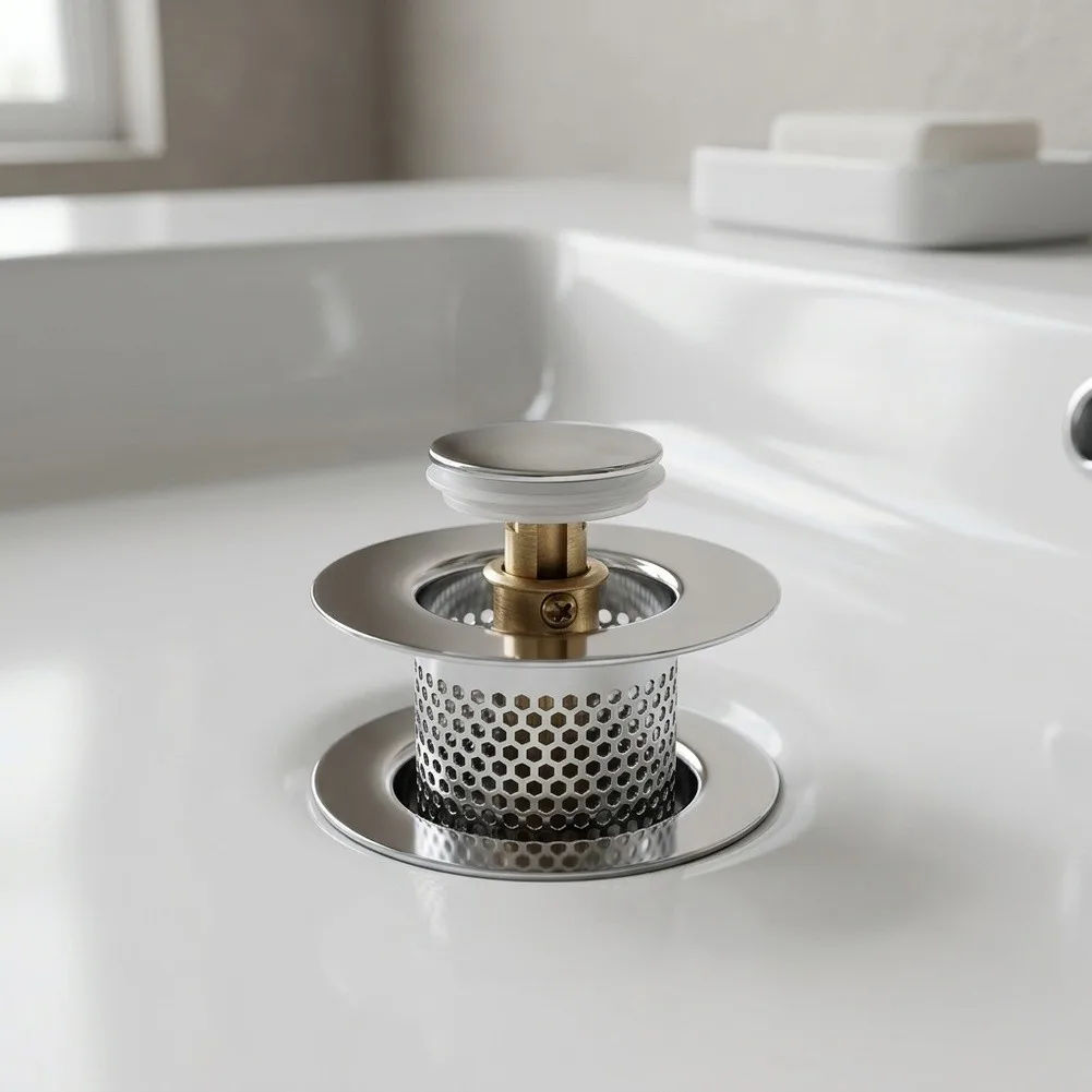 Click‑clack Sink Drain Stopper Large‑Diameter Basin Core With Brass Spring Sink Strainer Kitchen Bathroom Accessory