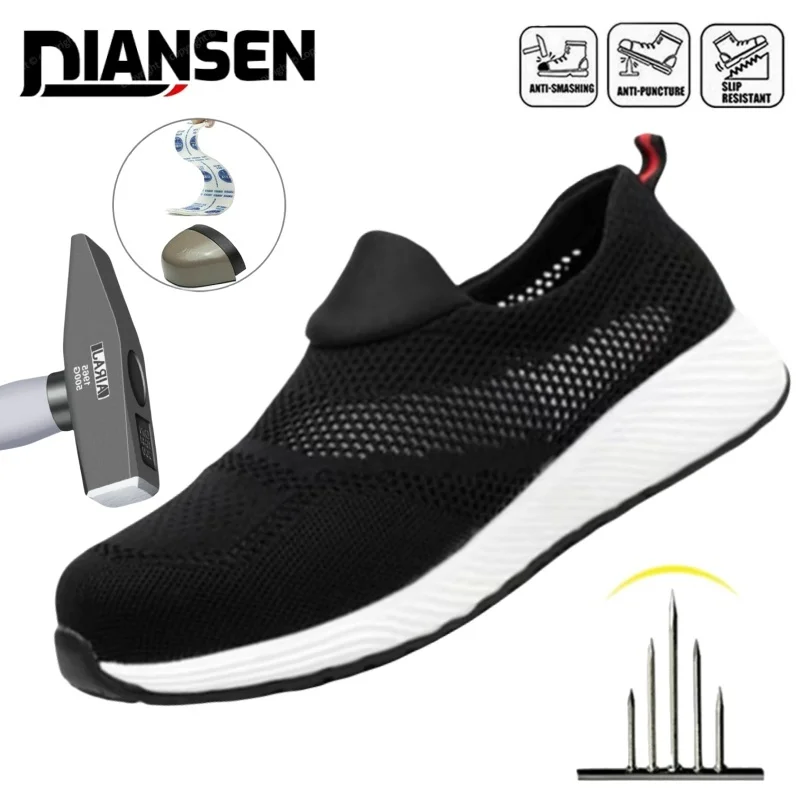 

Hollow Out Safety Shoes Men For Work Sneakers Men Steel Toe Security Shoes Lightweight Anti-Puncture Breathable Footwear