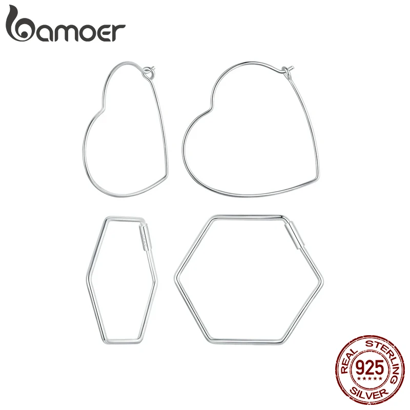 BAMOER 925 sterling zilver minimalistische hart Huggie oorbellen, hypoallergene oorbel sieraden cadeaus voor vrouwen meisjes