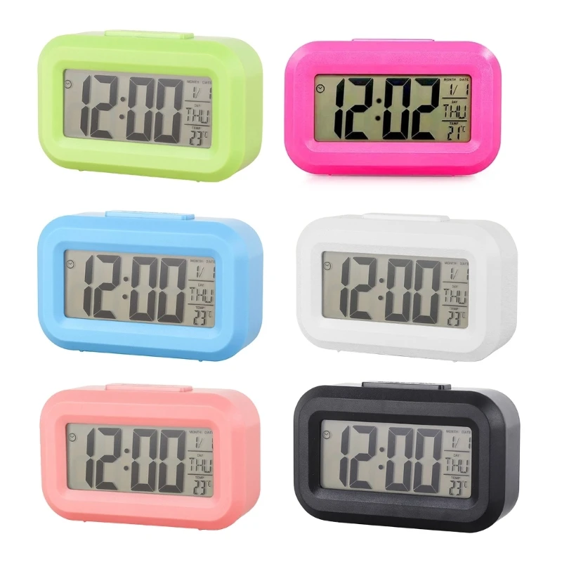 Table Clocks with Temperature Calendar Week Display Electronic LED Snooze Clock