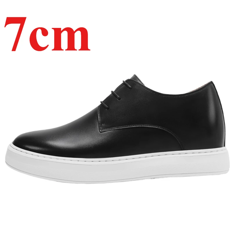 

Invisible Height-increasing Board Shoes for Men's Increase 7cm Genuine Leather Breathable Business Thick Platform Elevated Shoes
