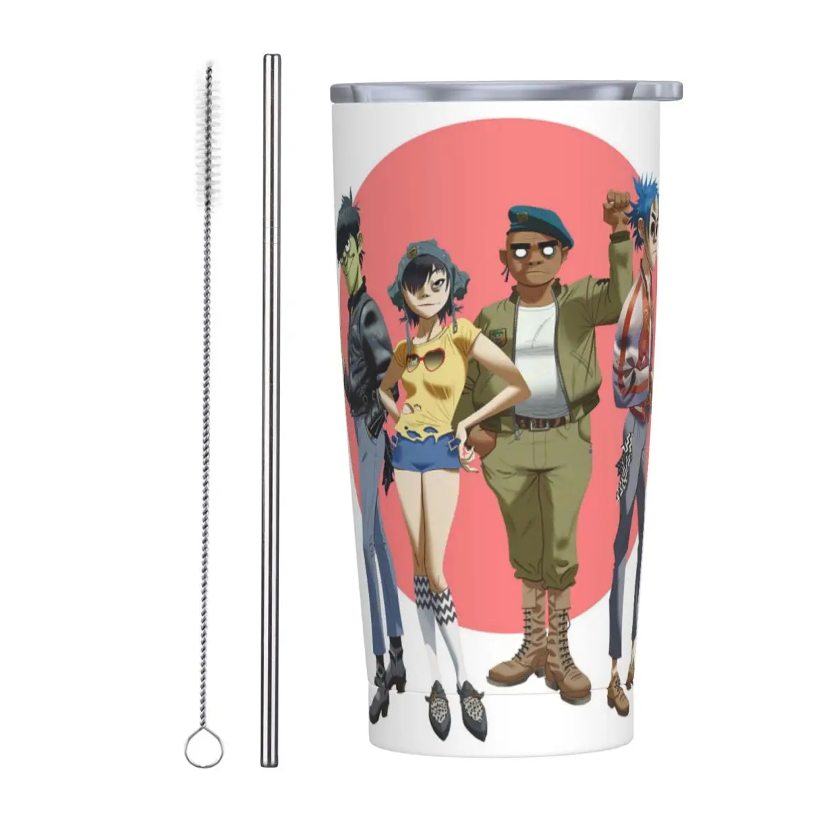 

Стакан Gorillaz из нержавеющей стали, кружки с вакуумной изоляцией, термохолодная соломинка для бутылок с крышкой, 20 унций