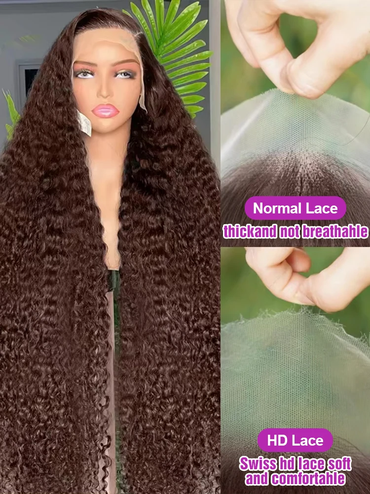 250% الكثافة الشوكولاته البني فضفاض موجة عميقة 30 40 بوصة 13x6 13x4 HD الدانتيل أمامي باروكة من شعر طبيعي البرازيلي مجعد الباروكات للنساء